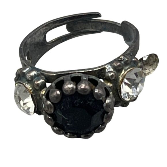 Mariana ring crystal handmade black clear one size R-7012 280/1 circle READ NEW - Picture 1 of 5